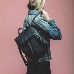SKAGEN Ebba Black Leather Backpack